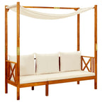 vidaXL Solid Acacia Wood Patio Bench with Table and Footrests Garden Outdoor Terrace Balcony Seat Seating Daybed Sunlounger Furniture
