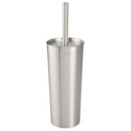 mDesign Stainless Steel Toilet Bowl Brush and Holder Set, Modern Metal Compact Storage Organizer Cleaner Scrubber for Toilet, He