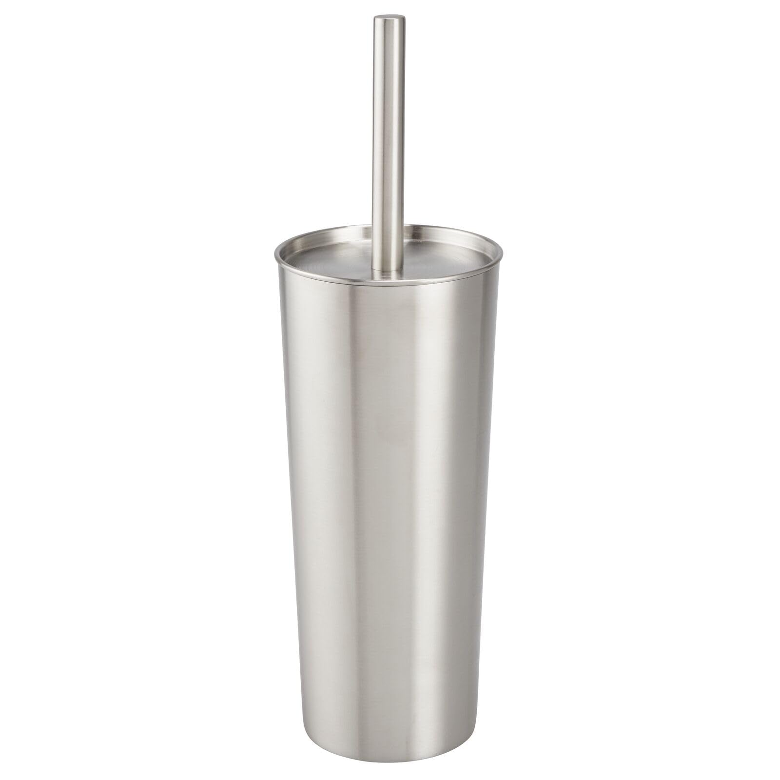 mDesign Stainless Steel Toilet Bowl Brush and Holder Set, Modern Metal Compact Storage Organizer Cleaner Scrubber for Toilet, He