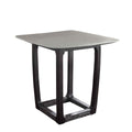 Benjara Square Marble Top Counter Height Wooden Table With Sled Base, Gray