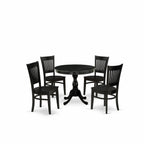 East West Furniture Amva5-Blk-W 5 Piece Modern Dining Table Set Includes A Round Kitchen Table With Pedestal And 4 Kitchen Dining Chairs, 36X36 Inch, Black