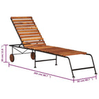 vidaXL Solid Acacia Wood Sun Lounger Chair with Adjustable Backrest and Sturdy Steel Legs - Enhanced Comfort and Durability - Perfect for Patio, Garden, Poolside