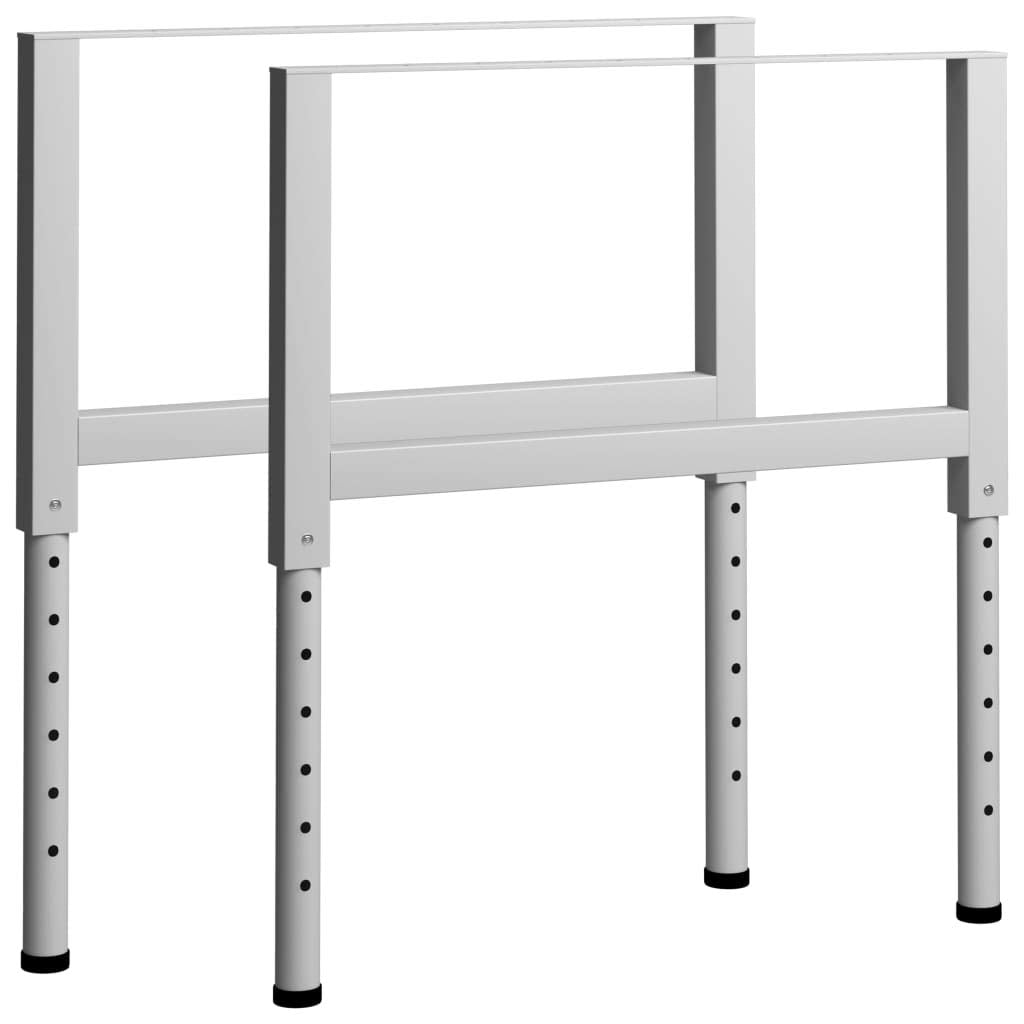 FAMIROSA Adjustable Work Bench Frames 2 pcs Metal 33.5&quot; x(27.2&quot;-37.6&quot;) Gray