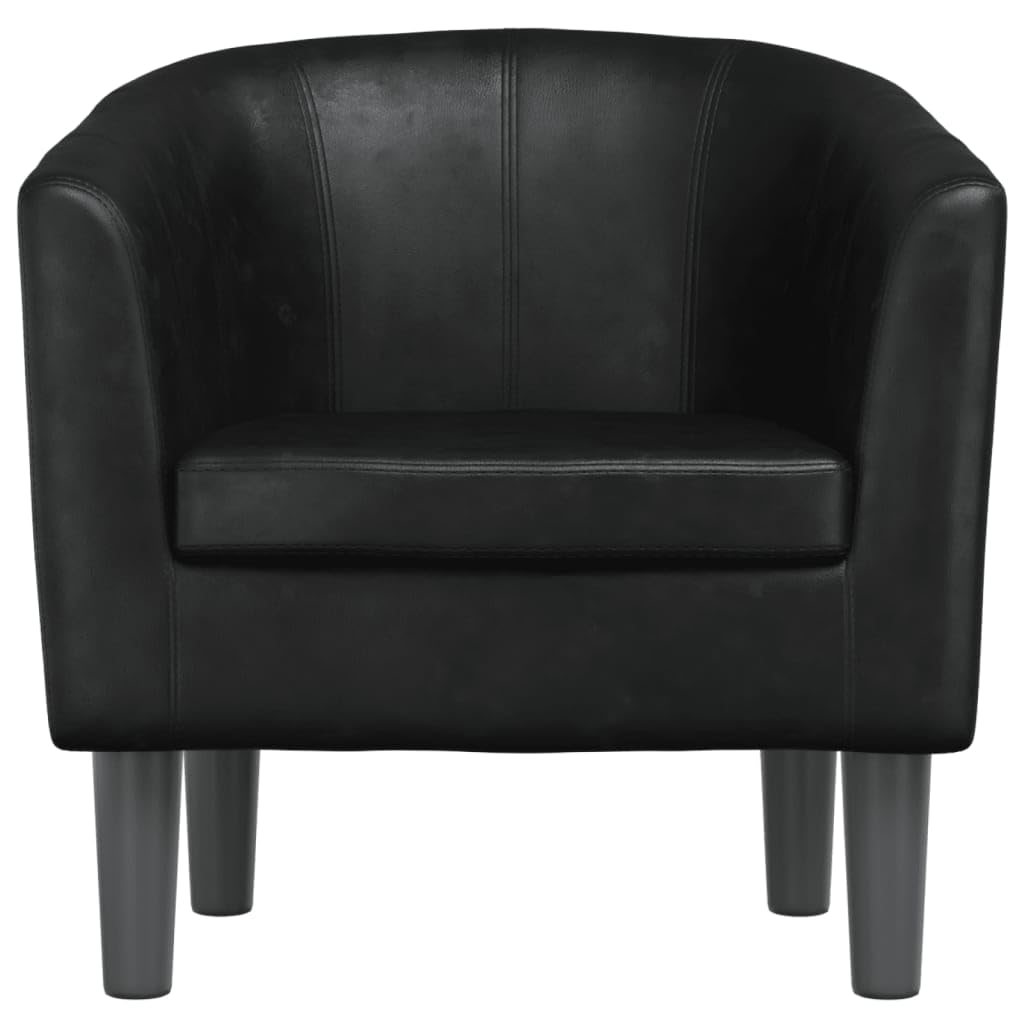 vidaXL Modern Tub Chair in Black Faux Leather - Sturdy Elegant Seating for Living Room, Bedroom, Guest Room or Office with Robust Frame and Comfortable Padding