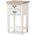 Baxton Studio Dauphine 15 3/4 Wide Weathered Oak and White Side Table