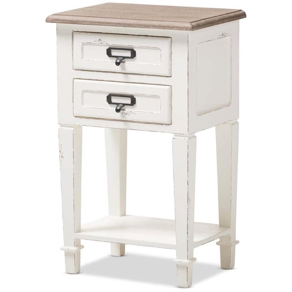 Baxton Studio Dauphine 15 3/4' Wide Weathered Oak and White Side Table