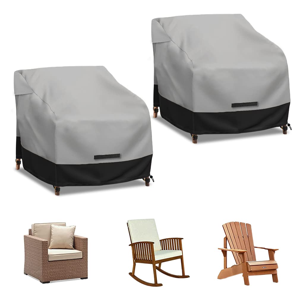Zenicham Patio Chair Covers Waterproof 2 Pack, 600D Heavy Duty Outdoor Furniture Covers For Universal Lawn/Deck/Garden/Backyard