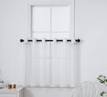 Pi White Sheer Tier Curtains 36 Inches Length With Ring Top,Small Polyester Café Curtains For Kitchen/Bathroom/Farmhouse/Basement 2 Panels(W42 X L36,Optical White)
