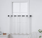 Pi White Sheer Tier Curtains 36 Inches Length With Ring Top,Small Polyester Café Curtains For Kitchen/Bathroom/Farmhouse/Basement 2 Panels(W42 X L36,Optical White)