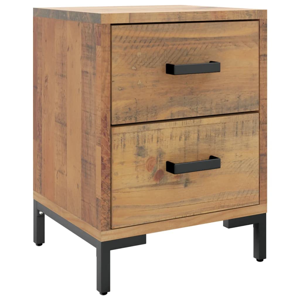 vidaXL Vintage Bedside Cabinet in Brown Made with Solid Wood Pine - Retro Styled, Durable and Compact, 14.2''x11.8''x17.7'' Dime