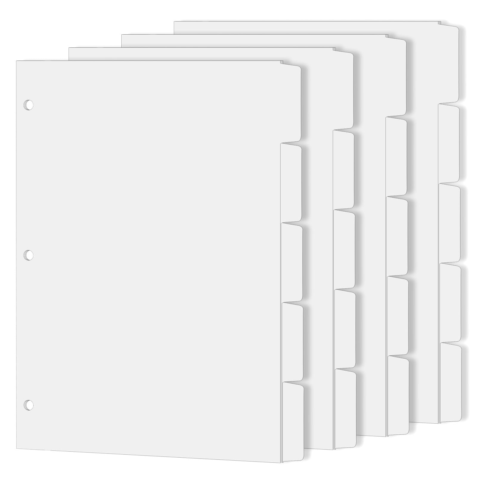 Binder Dividers For 3 Ring Binder, 1/5 Cut Tabs, Letter Size, Blank Write On Page Dividers With 5 Big Tabs For School Office Hom