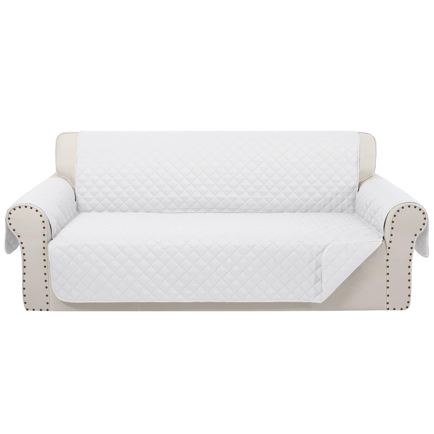 Luxshare Home Reversible Sofa Covers Couch Cover Furniture Protector For Dogs Elastic Straps Water Resistant(Sofa,White/White)