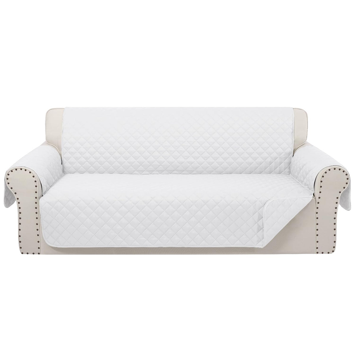 Luxshare Home Reversible 4 Seater Sofa Cover 91 Inch Large Couch Cover Furniture Protector(Sofa Xx-Large,White/White