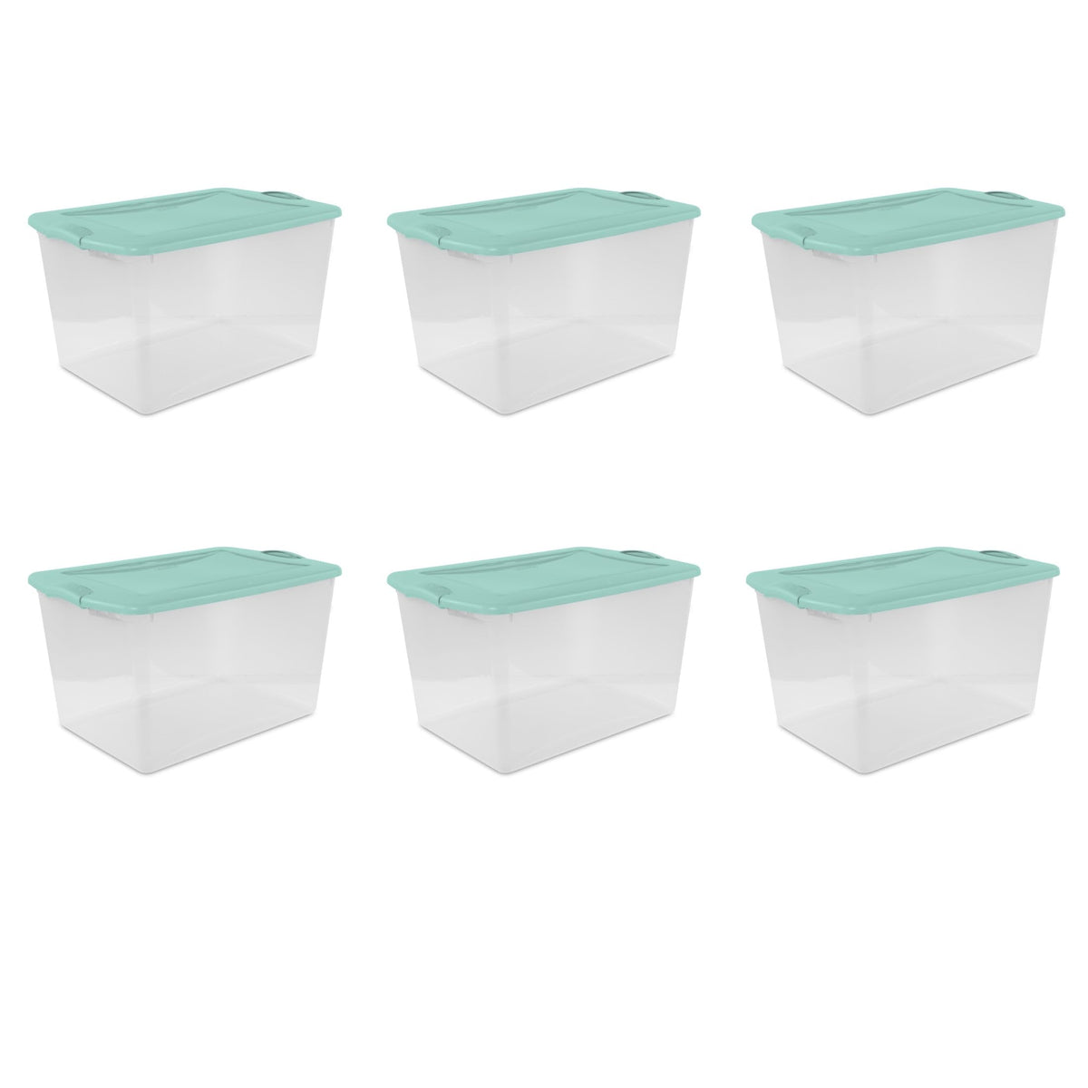 AFOLKMZ 66 Quart Clear Plastic Storage Bins With Matching Lids And Blue Accent Latches, Recessed Stackable Latching Containers(M