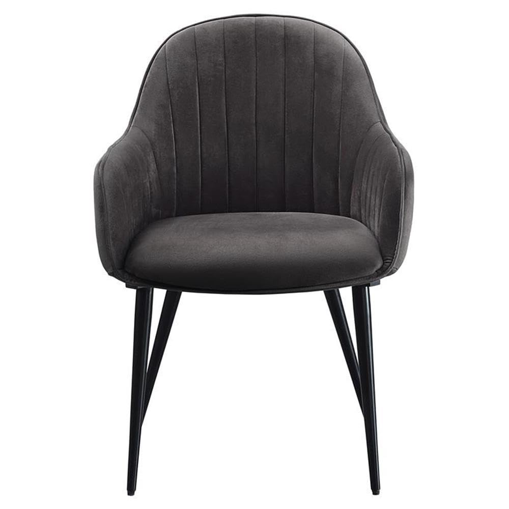Acme Caspian Channel Tufted Fabric Side Chair in Dark Gray and Black Set of 2
