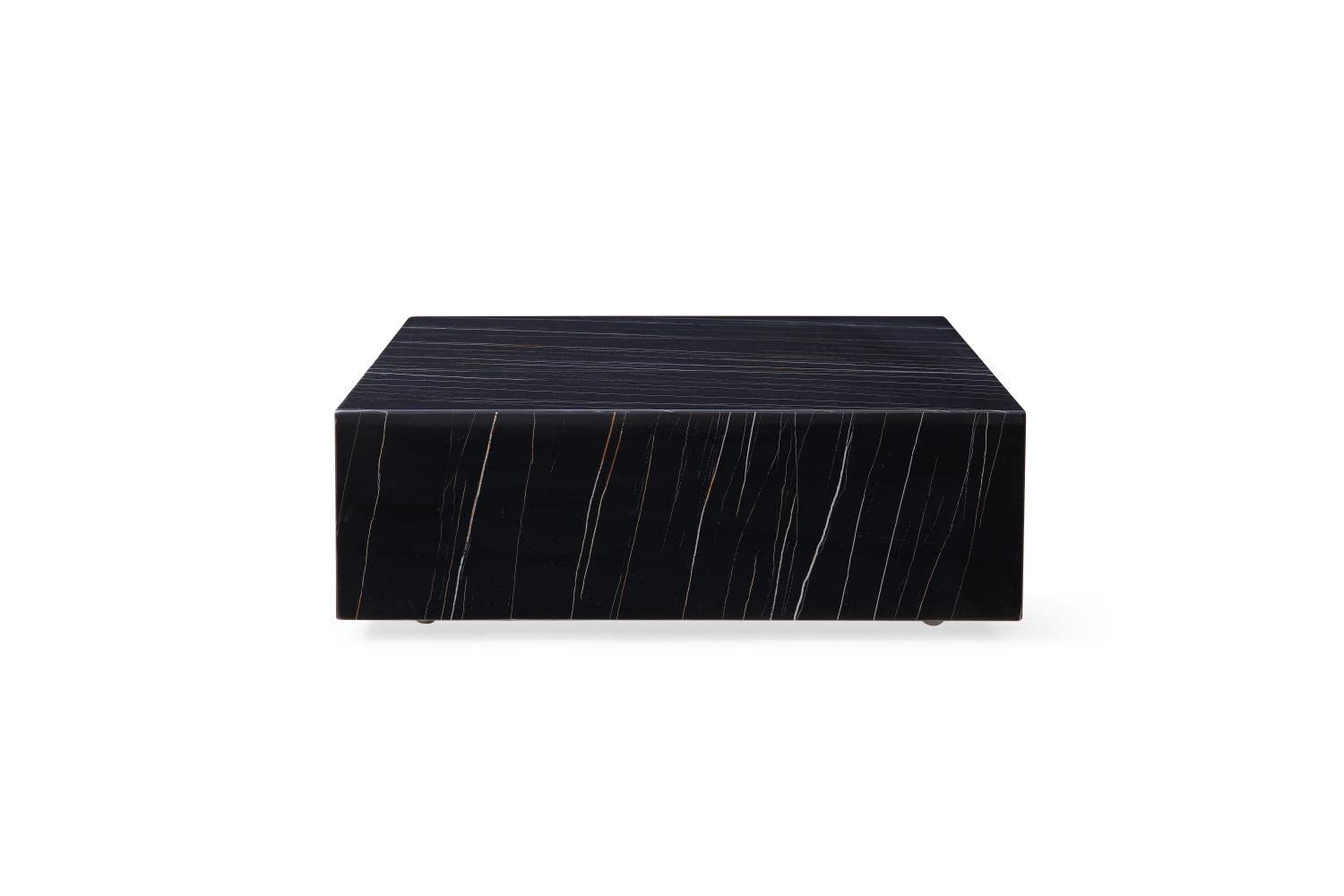 Whiteline Imports Cube Square Coffee Table in High Gloss Black or White Marble with Casters