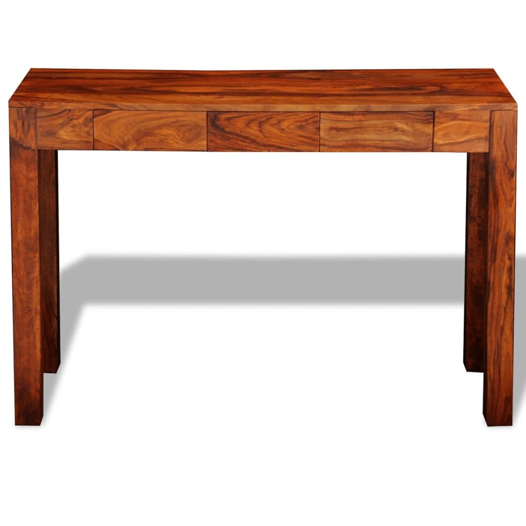 vidaXL Console Table with 3 Drawers Solid Sesham Wood Side Table