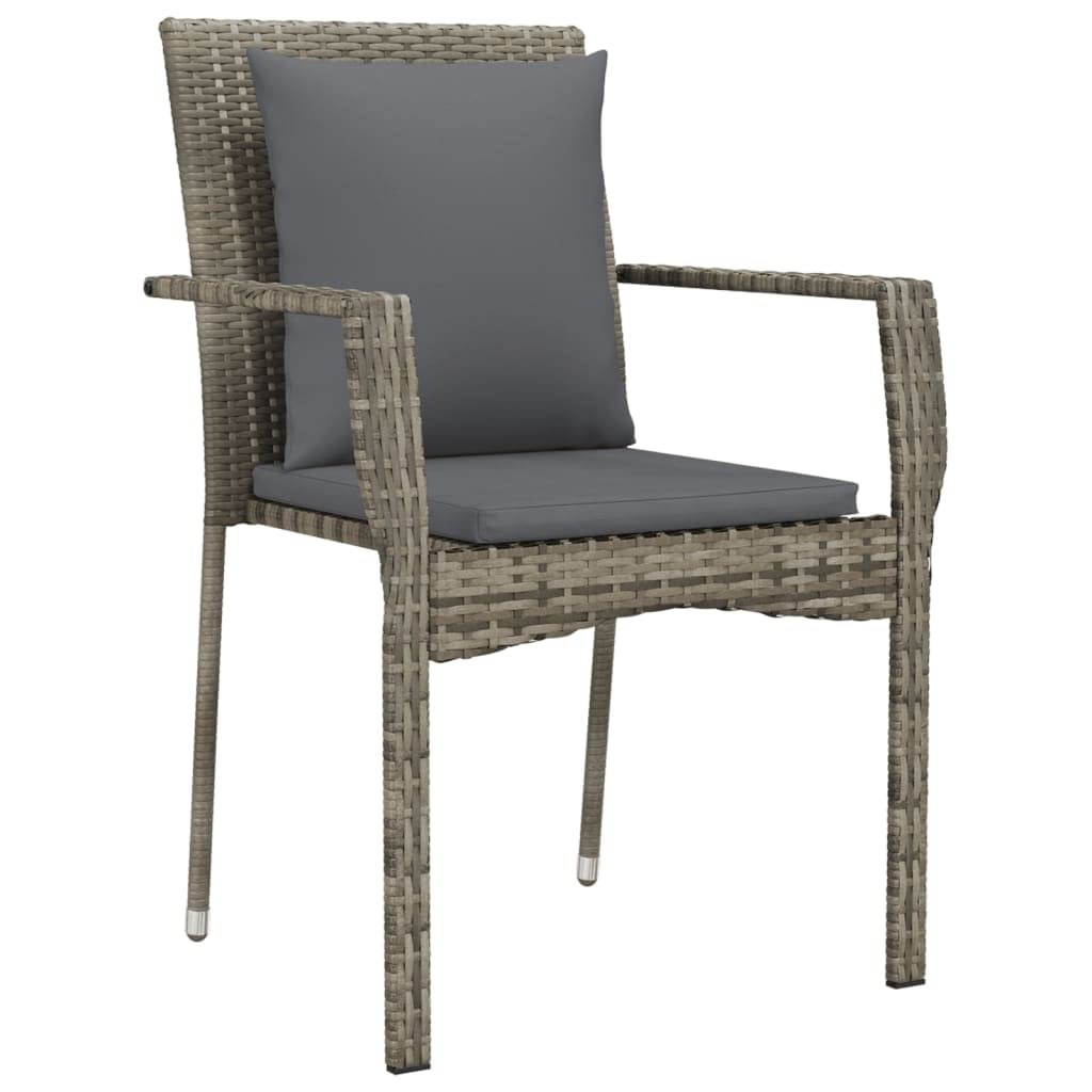 Garden Chairs with Cushions 4 pcs in Grey Polyrattan