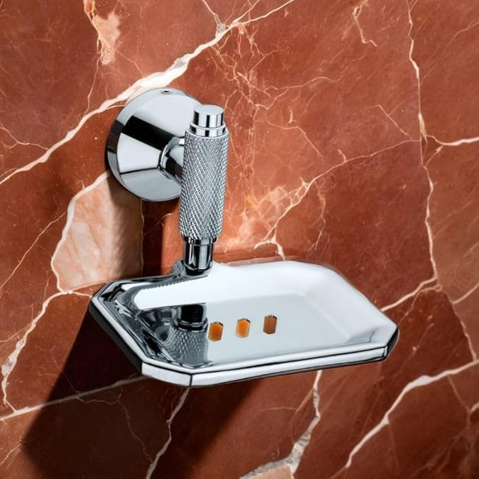LUXIUR 304 Grade Stainless Steel Soap Holder/Bathroom Soap Holder/Kitchen Soap Stand for Sink  Bathroom Accessories (Chrome)
