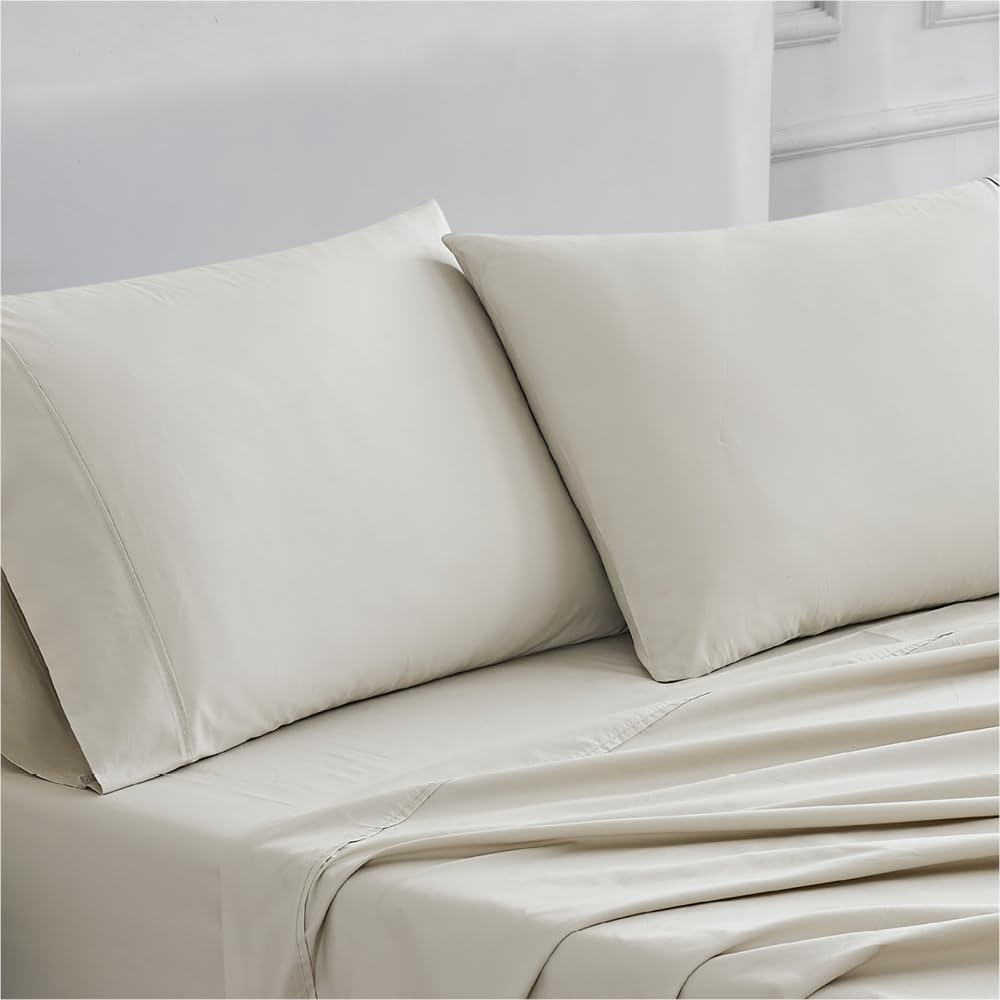 Linen Closet Luxury Cotton 400 Thread Count Ultimate Cotton Percale King Pillowcases, Set Of 2, Tan