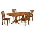 East West Furniture NAAV5-SBR-W 5 Piece Kitchen Table Set for 4 Includes a Rectangle Dining Room Table with Butterfly Leaf and 4 Solid Wood Seat Chairs, 40x78 Inch, Saddle Brown