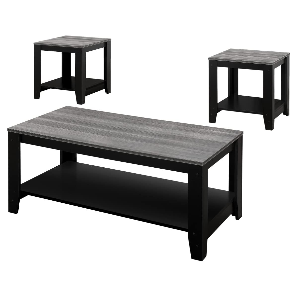 HomeRoots 366098 Top Table Set Black & Grey - 3 Piece