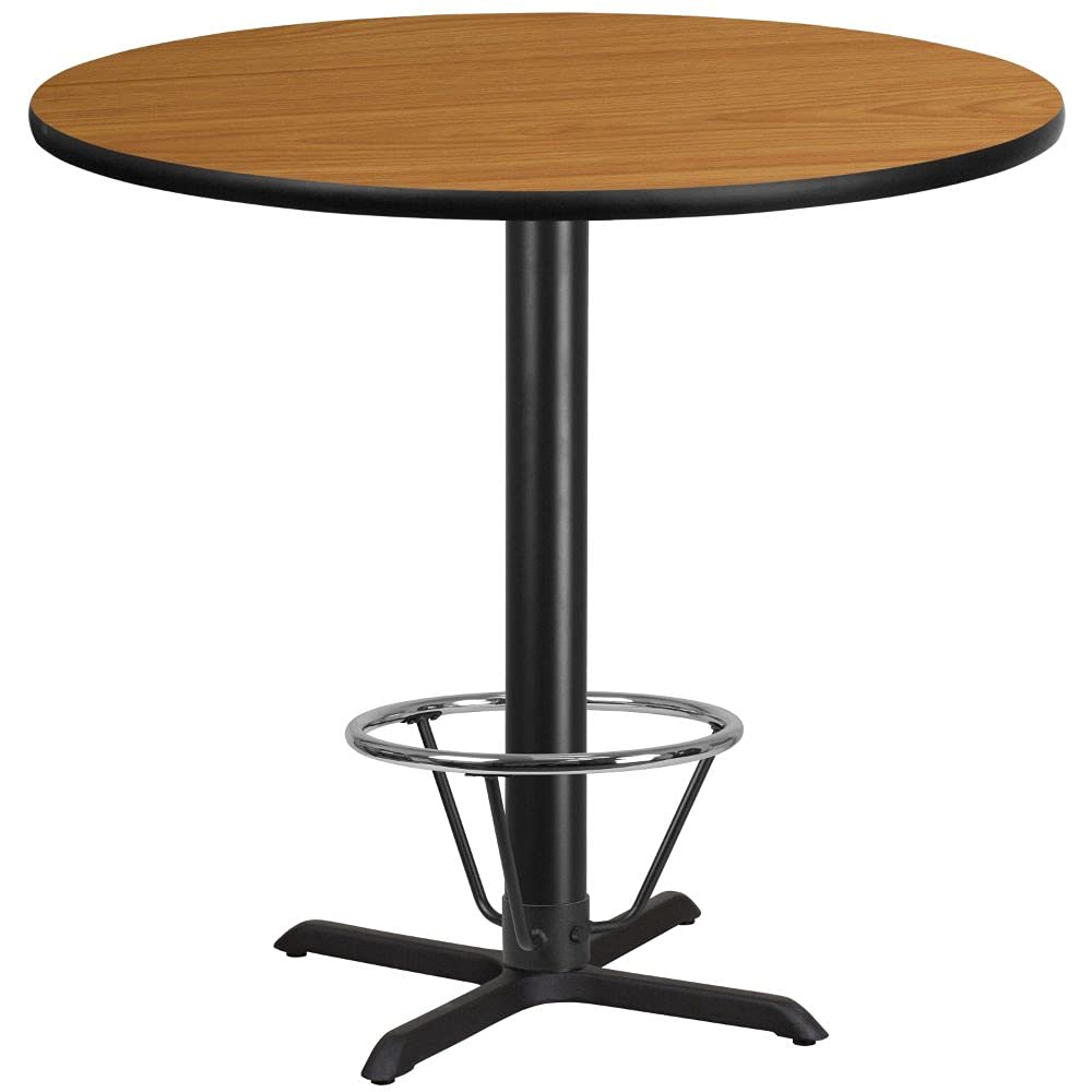 Flash Furniture Stiles 42'' Round Black Laminate Table Top With 33'' X 33'' Bar Height Table Base And Foot Ring