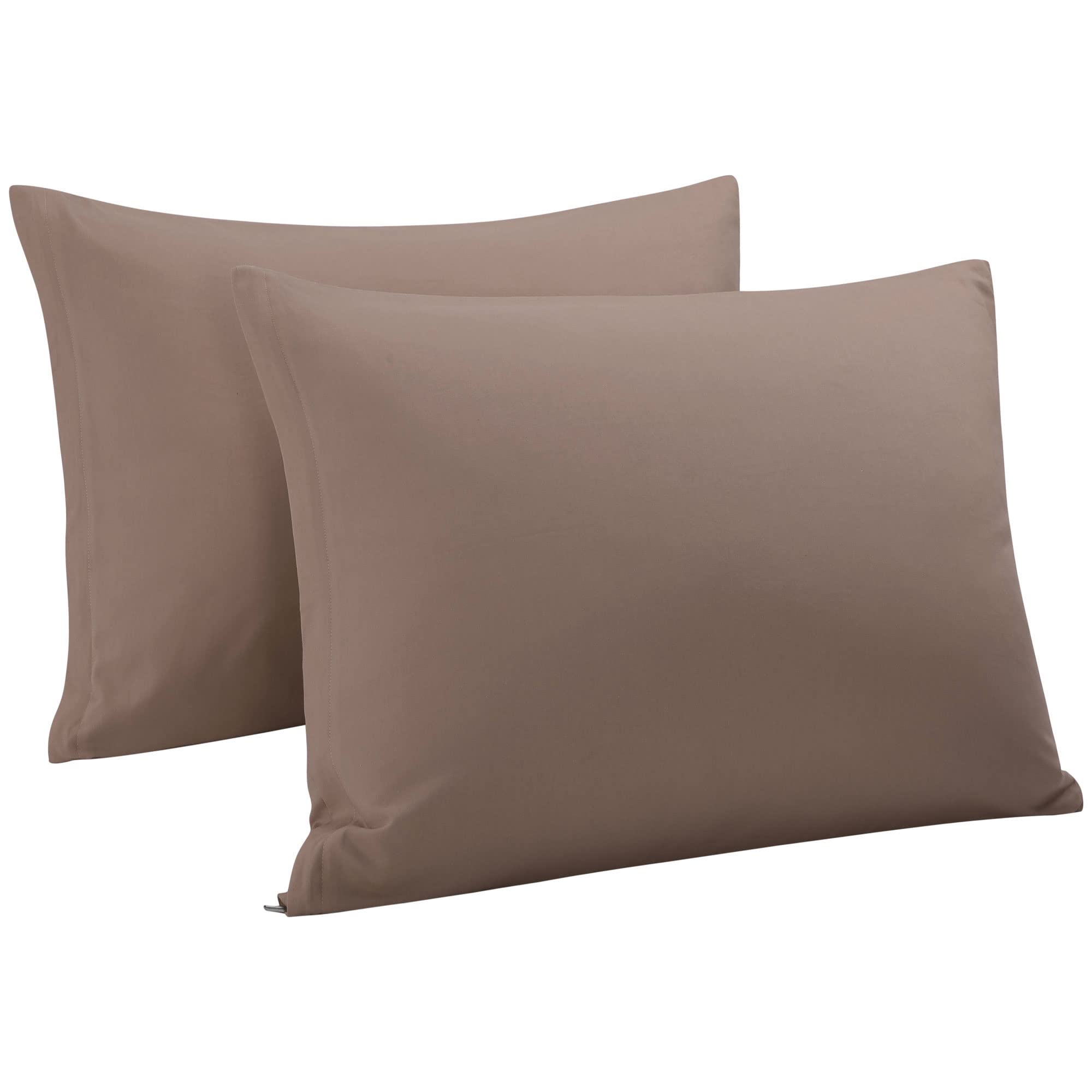 Uxcell Pillowcases Weave From 100% Egyptian Cotton, Breathable Soft Pillow Cases With Zipper Closure, 2 Pcs Coffee Color Pillow