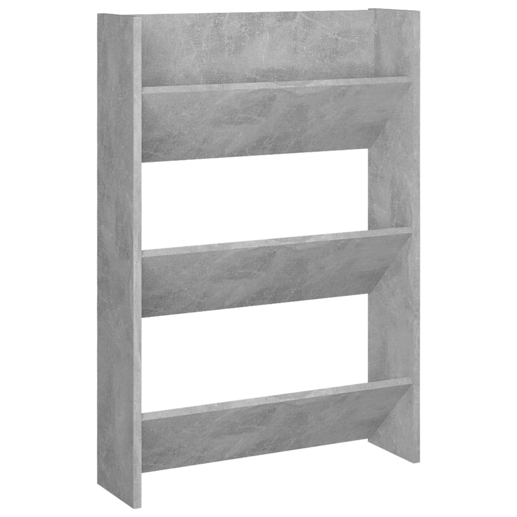 vidaXL Wall Shoe Cabinet Concrete Gray 23.6&quot;x7.1&quot;x35.4&quot; Engineered Wood