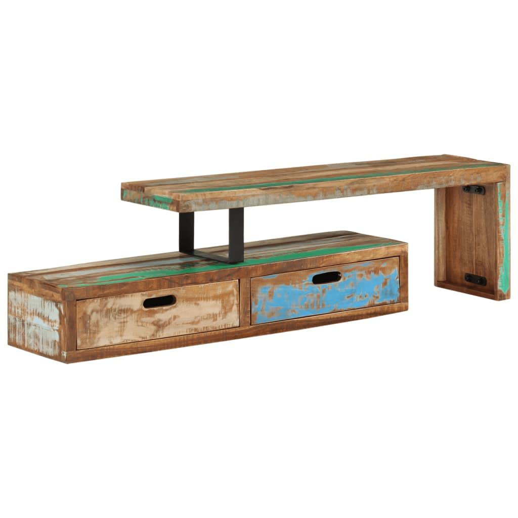 vidaXL TV Stand - Solid Reclaimed Wood/Retro Design/Spacious Storage/Brown / 44.1&quot; x 11.8&quot; x 15.7&quot;