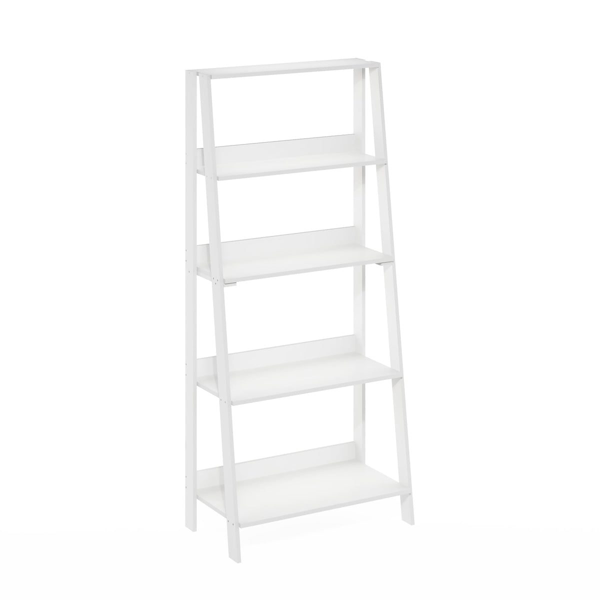 Furinno Ladder Bookcase Display Shelf, 5-Tier, White