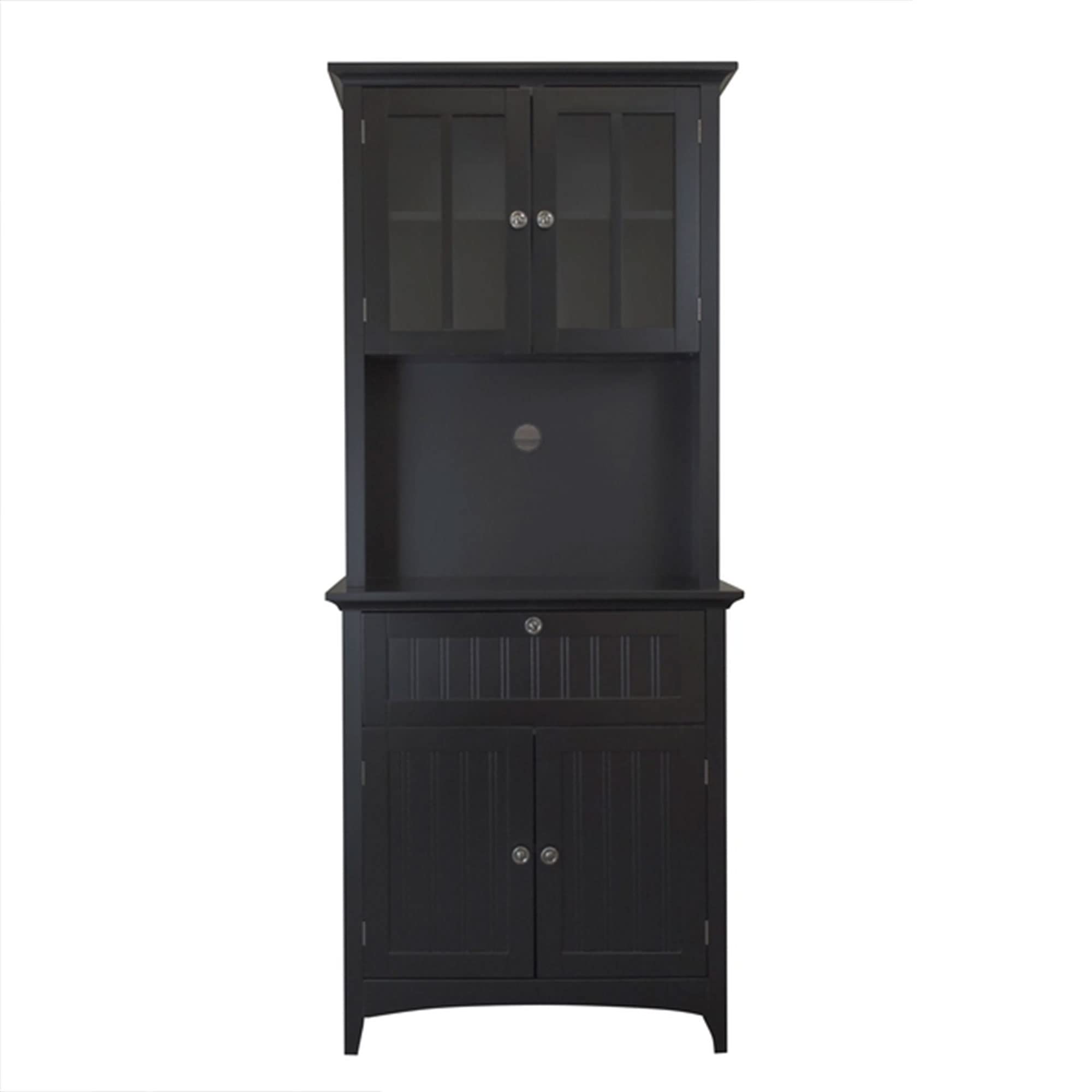 Os Home And Office 25604 Os Home And Office Buffet And Hutch With Framed Glass Doors And Drawer, Large, Black, 1 Cabinet