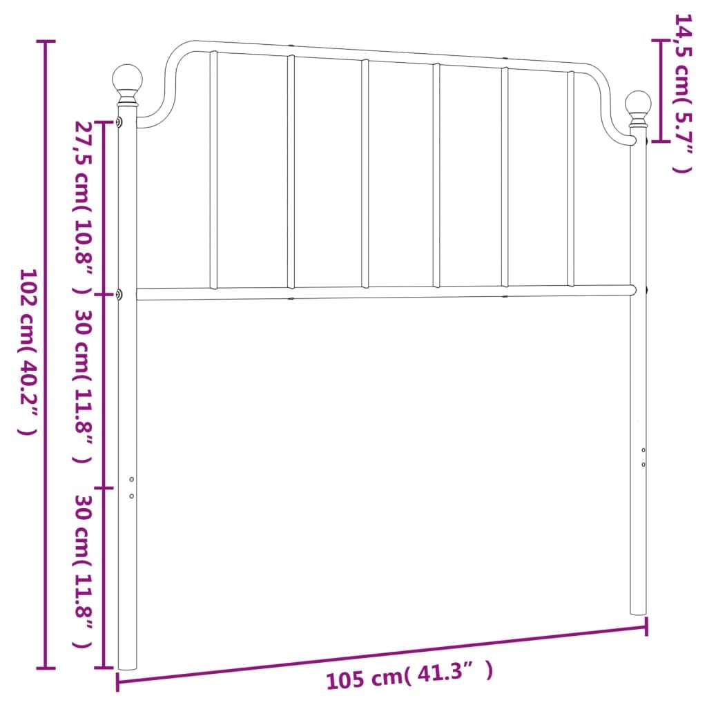 vidaXL Metal Headboard - Classic White Design, Sturdy and Supportive for Bed Frame, Compatible with 39.4 Mattress, Easy Assembly