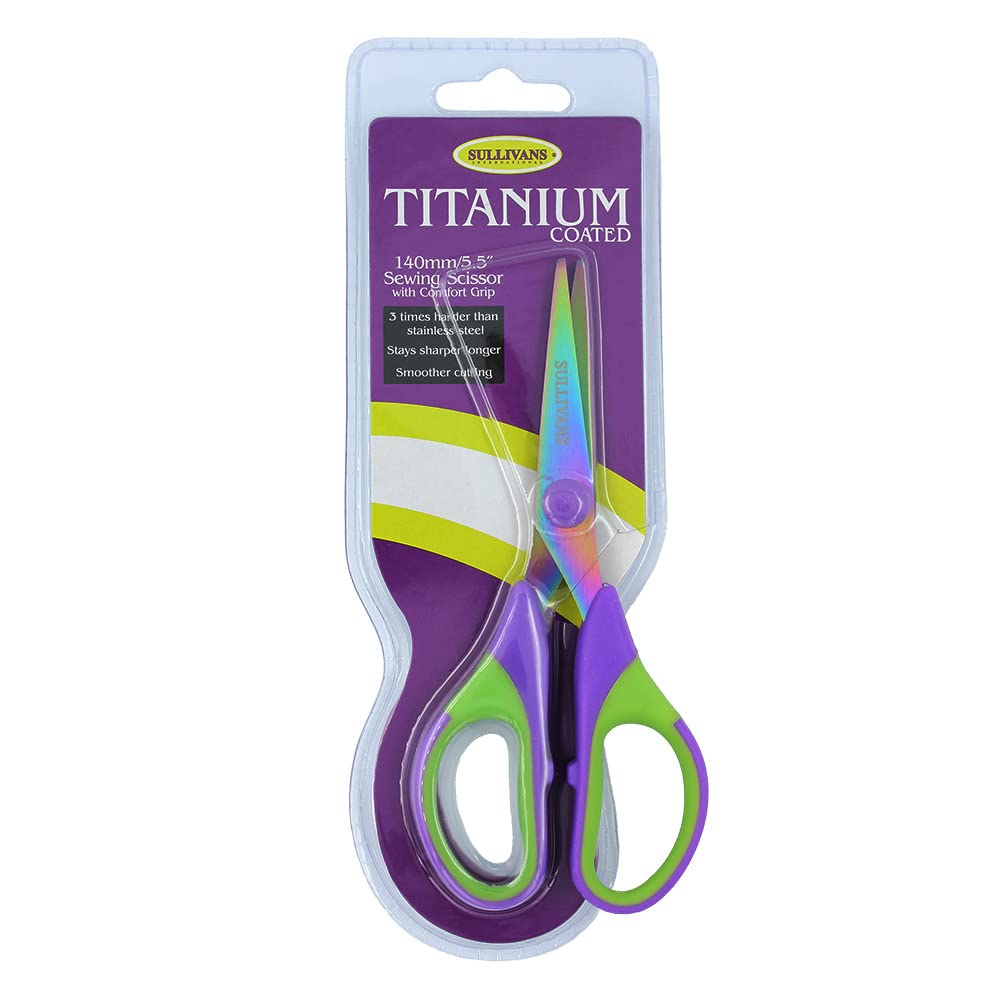 Sullivans Titanium, 5.5' Sewing Scissors, Purple/Green