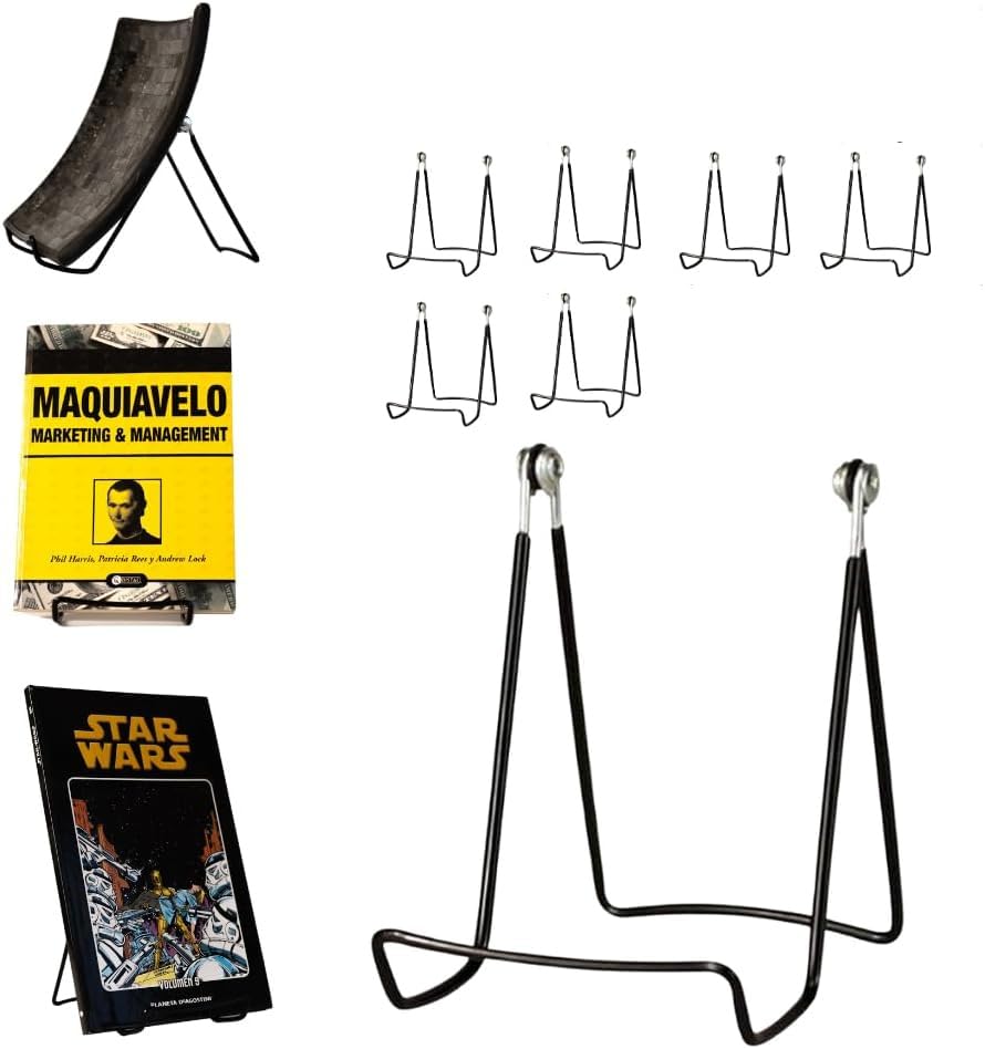 KINGDOM SOLUTIONS MADE IN USA 6-Pack Sturdy & Durable Adjustable Metal Easels to Display Books, Frames, Comics, Plates & More - 