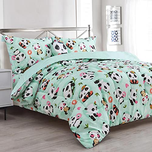 Sapphire Home 8 Piece Panda Bedding Set, Bed In A Bag, Kids Comforter Set With Bed Sheets, Pillow Case, Toy Pillow, Toddler Bedr