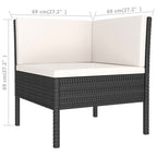 vidaXL Patio Lounge Set, 6-Piece, Poly Rattan, Black - Outdoor Furniture with Cushions, Coffee Table