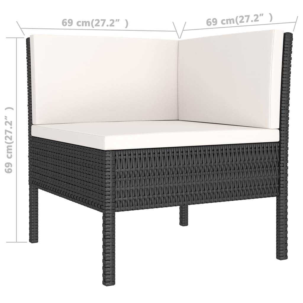 vidaXL Patio Lounge Set, 6-Piece, Poly Rattan, Black - Outdoor Furniture with Cushions, Coffee Table