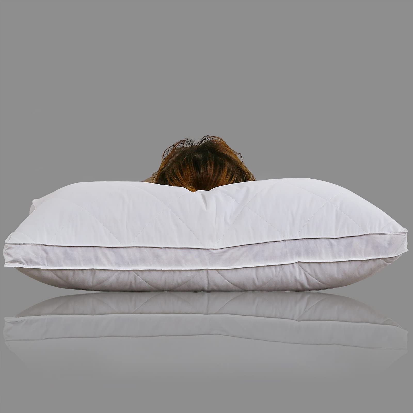 Three Geese Pack Of 1 White Goose Feather Bed Pillows Queen/Standard Size- Soft 600 Thread Count 100% Cotton, Medium Firm,Soft S