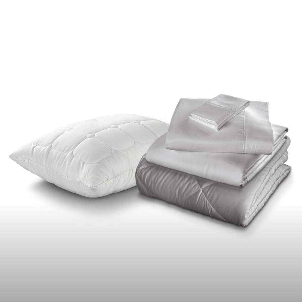 Fabrictech International Sleep Kit 5-Piece Bedding Package, Includes Comforter, Sheet Set & 1 Pillow, Twin, Dove Gray (PCSMFBB-T-GY)