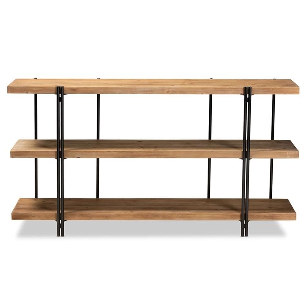 Baxton Studio Tarah Modern Rustic and Industrial Natural Brown Finished Wood and Black Finished Metal Console Table