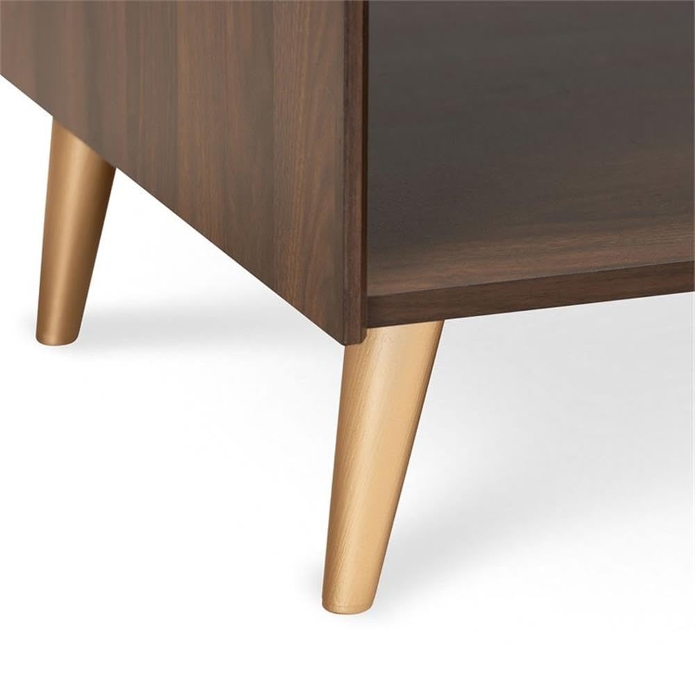 Baxton Studio Landen Mid-Century Modern Walnut Brown and Gold Finished Wood Coffee Table