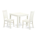 East West Furniture OXWE3-LWH-W 3 Piece Kitchen Table Set for Small Spaces Contains a Square Dining Table and 2 Dining Room Chairs, 36x36 Inch, Linen White