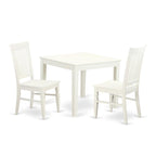 East West Furniture OXWE3-LWH-W 3 Piece Kitchen Table Set for Small Spaces Contains a Square Dining Table and 2 Dining Room Chairs, 36x36 Inch, Linen White