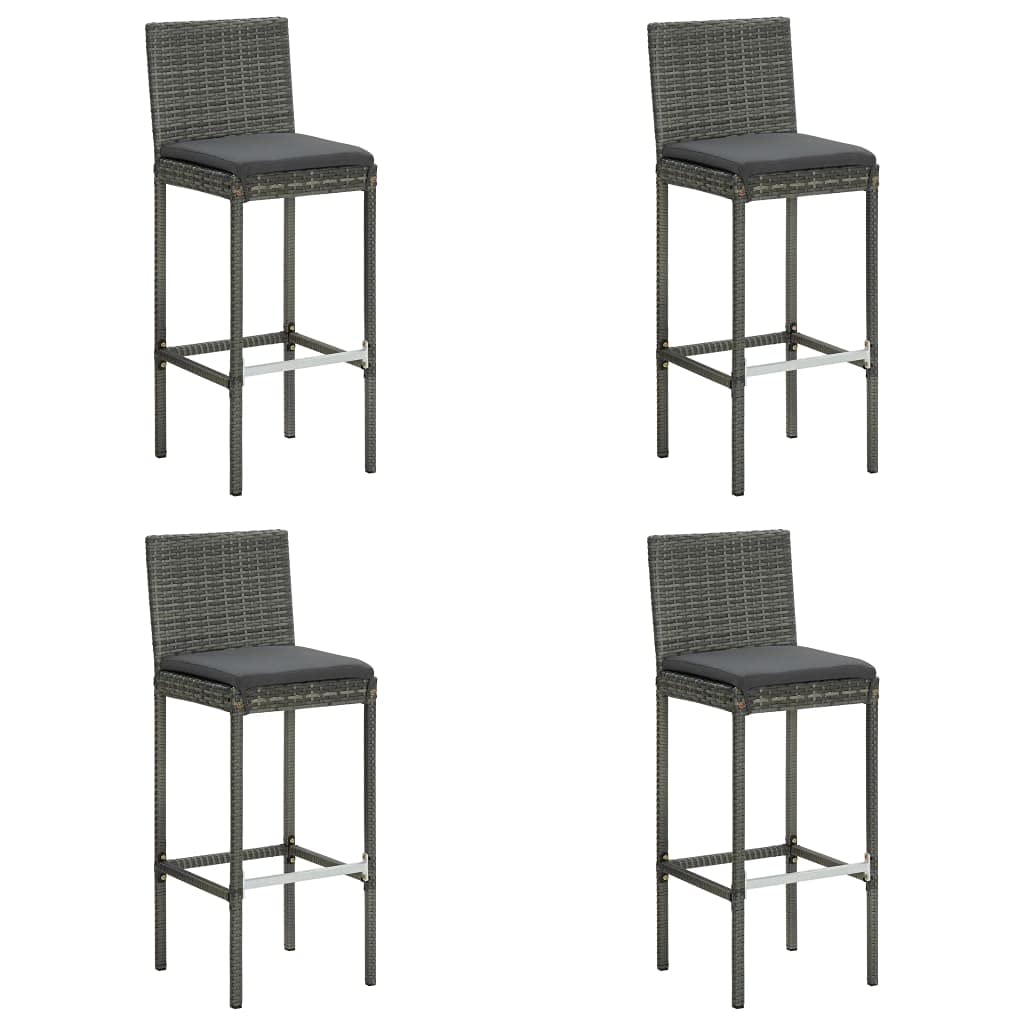 vidaXL Patio Bar Set with Cushions 5 Piece Garden Outdoor Bar Sets Dinner Bistro Dining Table Chair Stool Pub Furniture Seating Poly Rattan Gray