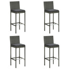 vidaXL Patio Bar Set with Cushions 5 Piece Garden Outdoor Bar Sets Dinner Bistro Dining Table Chair Stool Pub Furniture Seating Poly Rattan Gray