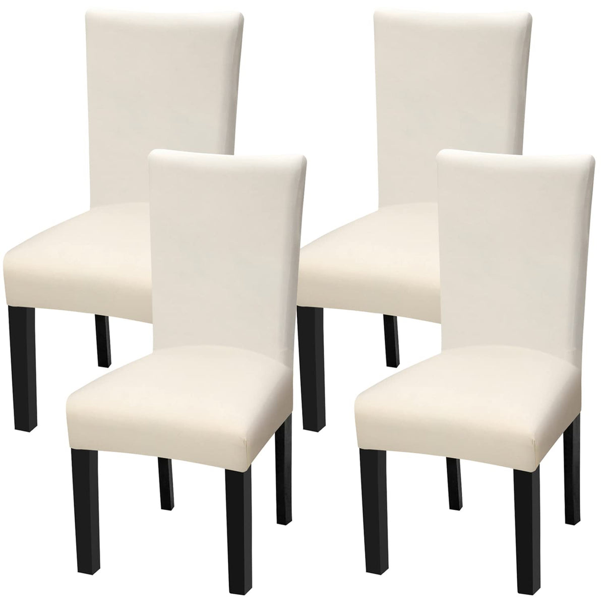 Yisun Stretch Dining Chair Covers, Removable Washable Anti-Dust Dining Chair Protector Cover Seat Slipcovers For Home, Kitchen, Hotel, Dining Room, Restaurant, Party (Beige Light, 4 Pcs)