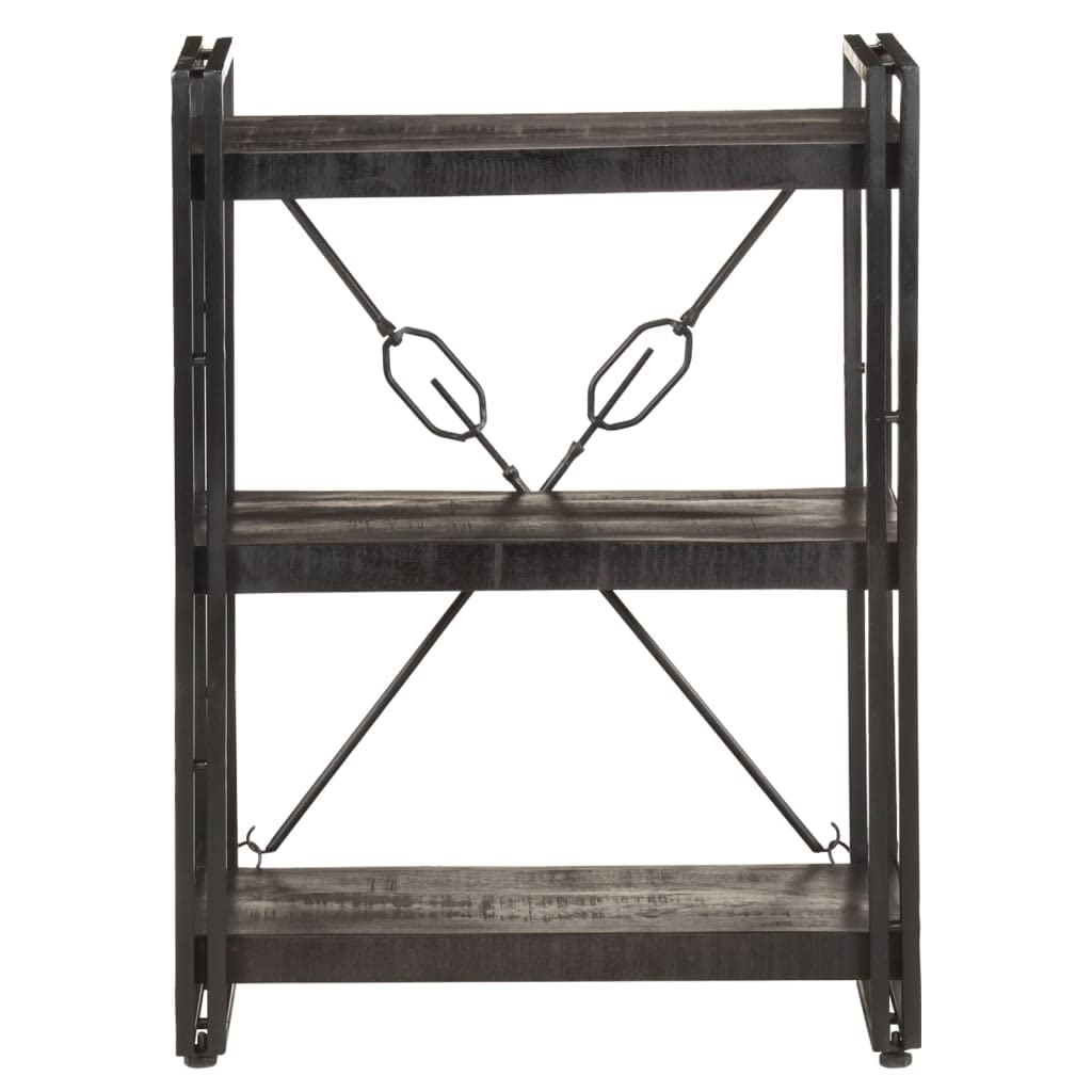 vidaXL Bookshelf, Open Shelf 3-Tier Bookcase, Wall Bookshelf for Office Living Room, Freestanding Shelving Unit, Industrial, Black Solid Mango Wood