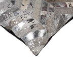HomeRoots Cowhide, Microsuede, Polyfill 18' X 18' X 5' Silver Pillow