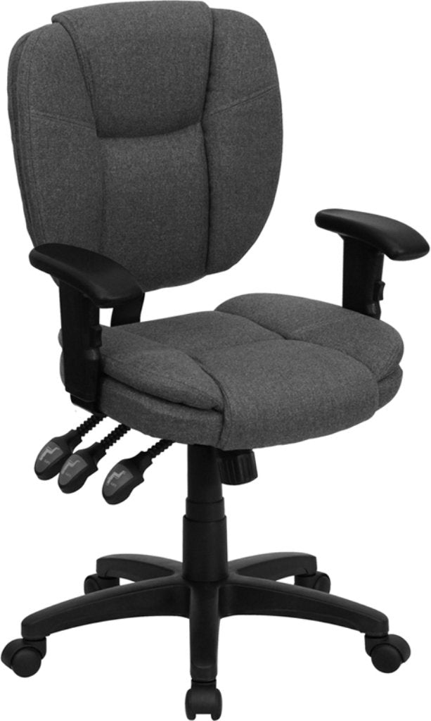 Flash Furniture Go-930F-By-Gg Mid-Back Burgundy Fabric Multi-Functional Ergonomic Task Chair